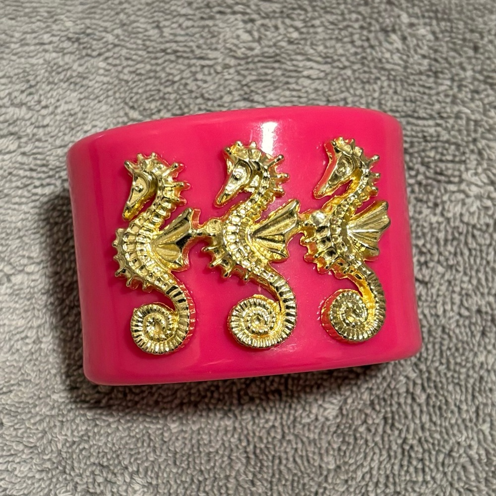 NWT MudPie Barbados Icon Hot Pink Seahorse Cuff Bracelet